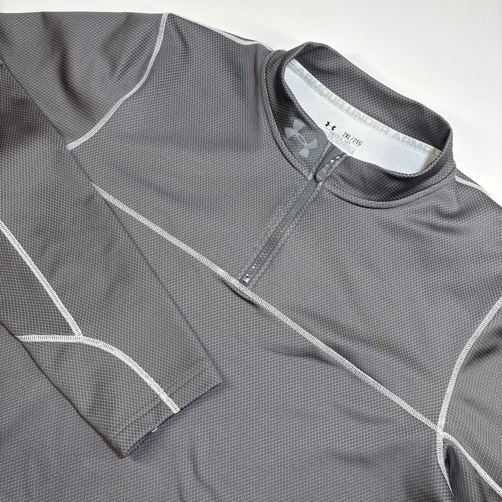 Under Armour ColdGear Pullover XXL Gray Quarter Zip Geometric Hexagon Athletic‎